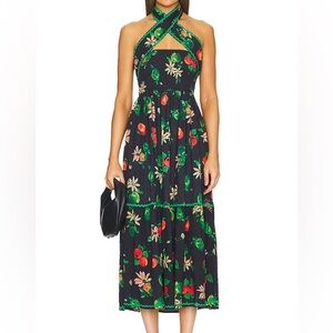 DAMSON MADDER Pia Midi Dress US12 Apple Print